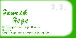 henrik hege business card